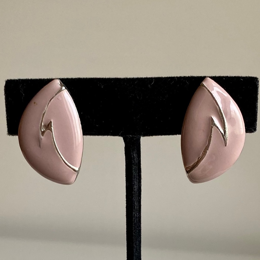 Vintage 80's Pink Retro Enamel Statement Earrings